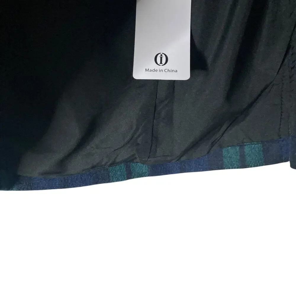 Oi Mini Skirt Womens Small Green Blue Plaid New